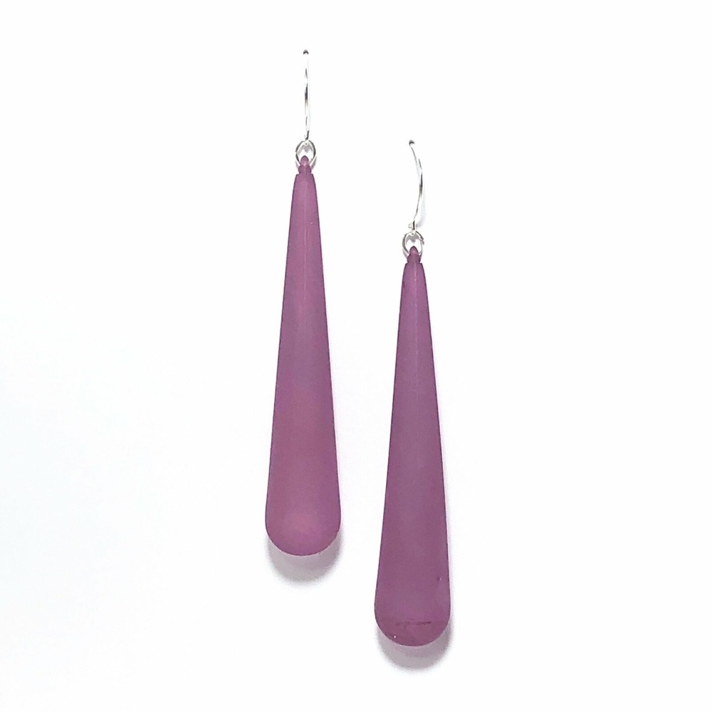 Amethyst Frosted Long Teardrop statement earrings